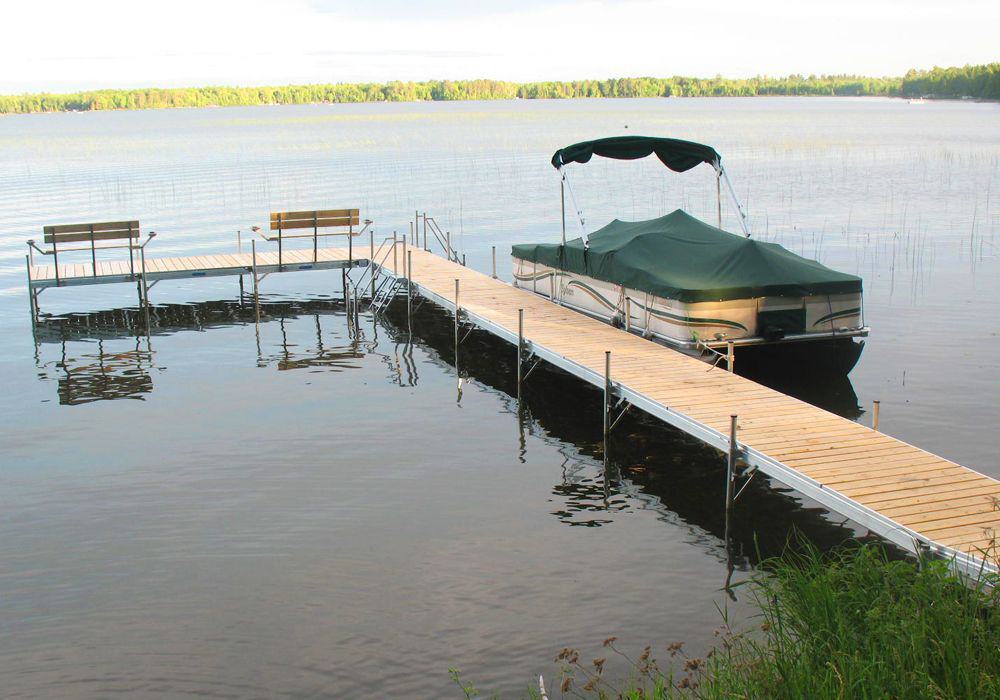 Pontoon tied to a dock